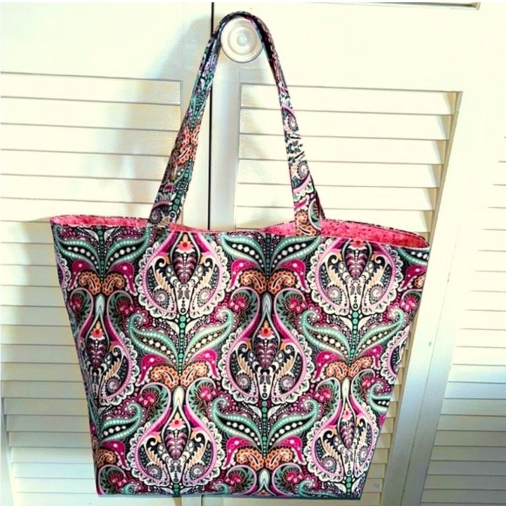 Hand Crafted Pink Paisley Tote Bag All Purpose Cotton Carrying Market Purse